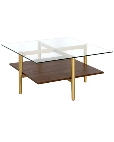 Abraham + Ivy Otto 32in Square Coffee Table With Shelf In Brown