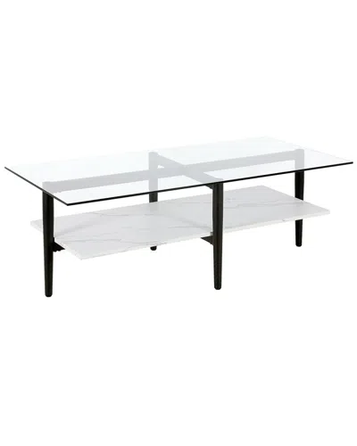 Abraham + Ivy Otto 47in Rectangular Coffee Table With Faux Marble Shelf In Black