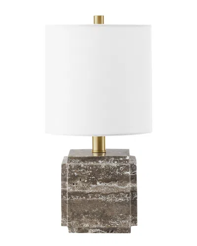 Abraham + Ivy Pacha 16in Tall Stone Table Lamp With Fabric Shade