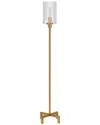 Abraham + Ivy Panos Brass Floor Lamp With Seeded Glass Shade In Gold