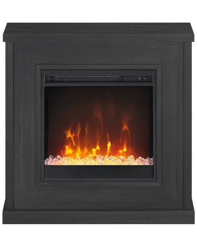 Abraham + Ivy Santos 30 Wide Mantel Fireplace With Crystal Fireplace Insert In Grey