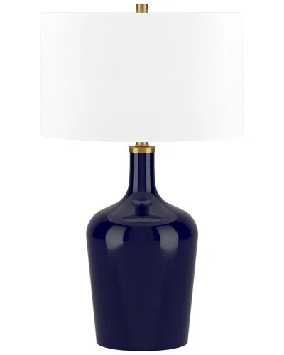 Abraham + Ivy Sebago 25in Table Lamp With Fabric Shade In Blue
