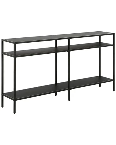 Abraham + Ivy Sivil 55in Blackened Bronze Console Table With Metal Shelves