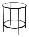 Abraham + Ivy Sivil Blackened Bronze Round Side Table With Glass Shelf In Black
