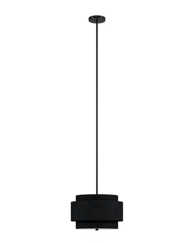 Abraham + Ivy Solomon 16in Wide 2-light Pendant With Tiered Fabric Shade In Black