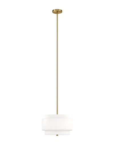 Abraham + Ivy Solomon 16in Wide 2-light Pendant With Tiered Fabric Shade In Gold
