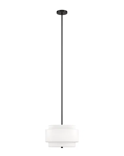 Abraham + Ivy Solomon 16in Wide 2-light Pendant With Tiered Fabric Shade In Black
