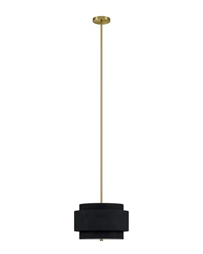 Abraham + Ivy Solomon 16in Wide 2-light Pendant With Tiered Fabric Shade In Black