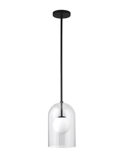 Abraham + Ivy Sondre 8in Wide Double Layer Pendant With Glass Shade In Black