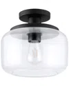Abraham + Ivy Tatum 11 Wide Semi Flush Mount With Glass Shade In Black