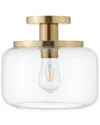 Abraham + Ivy Tatum 11 Wide Semi Flush Mount With Glass Shade In Gold
