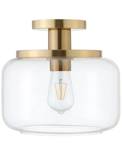 Abraham + Ivy Tatum 11in Wide Semi Flush Mount With Glass Shade In Gold