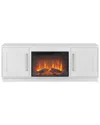 Abraham + Ivy Tillman Rectangular Tv Stand With Log Fireplace For Tvs Up To 80 In White
