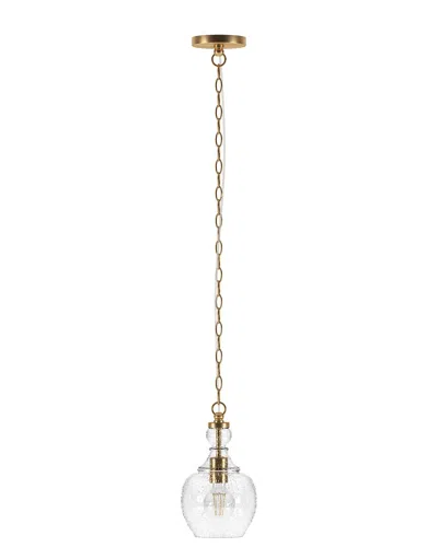 Abraham + Ivy Verona 7inch Brushed Brass Pendant With Seeded Glass Shade In Gold