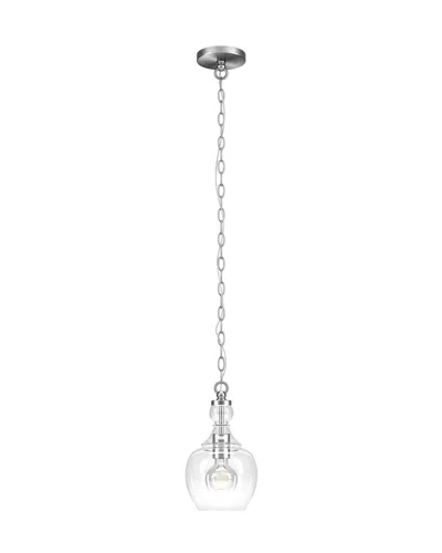 Abraham + Ivy Verona 7inch Brushed Nickel Pendant With Clear Glass Shade In Silver