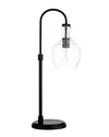 Abraham + Ivy Verona Blackened Bronze Arc Table Lamp With Seeded Glass Shade In Black