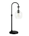Abraham + Ivy Verona Blackened Bronze Arc Table Lamp With Seeded Glass Shade In Black