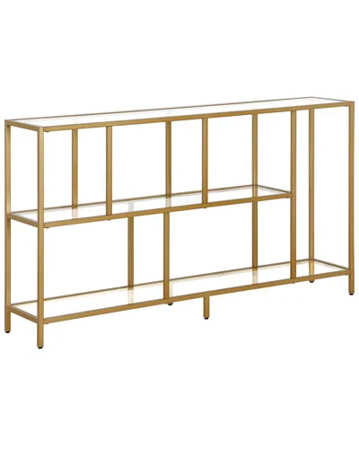 Abraham + Ivy Winthrop 52in Rectangular Console Table With Glass Shelves In Gold