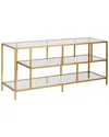 Abraham + Ivy Winthrop 52in Rectangular Console Table With Glass Shelves In Gold