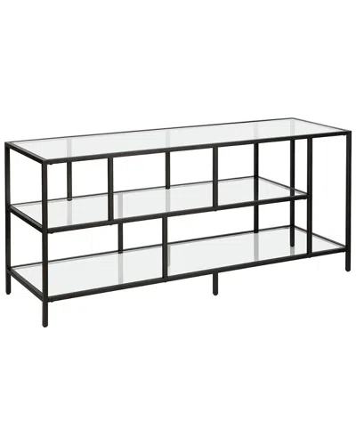 Abraham + Ivy Winthrop Tv Stand With Glass Shelves In Black