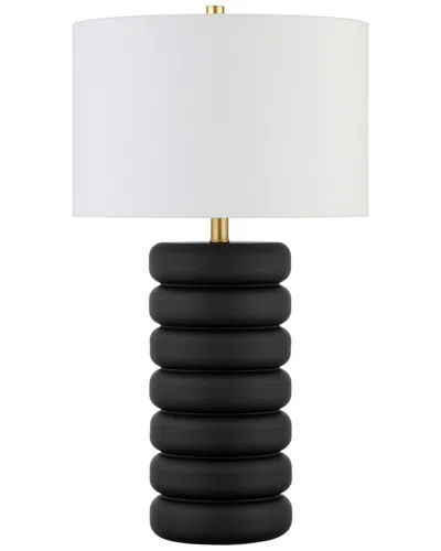 Abraham + Ivy Zelda 25 Tall Ceramic Bubble Body Table Lamp With Fabric Shade In Black