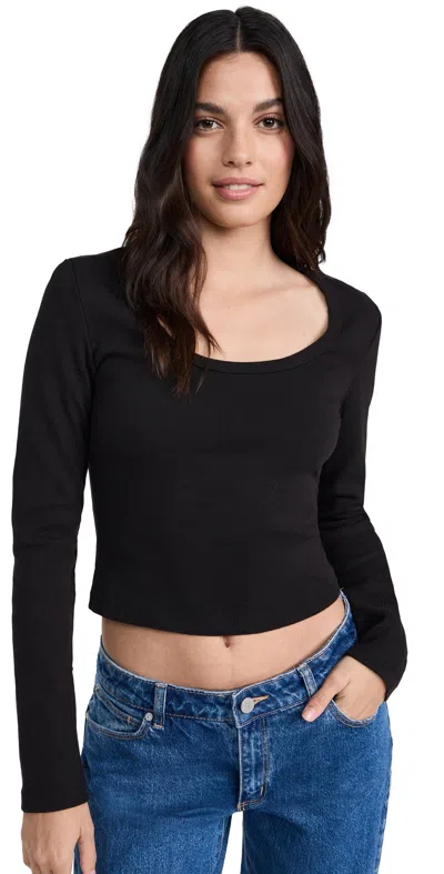 Abrand 90s Icon Long Sleeve Scoop Neck Top Black