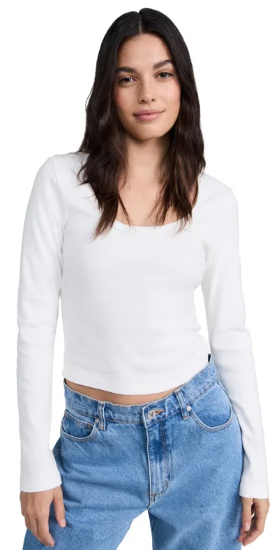 Abrand 90s Icon Long Sleeve Scoop Neck Top White Sand