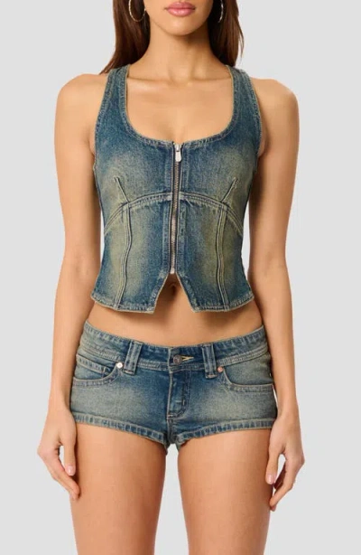 Abrand Addison Denim Vest In Blue