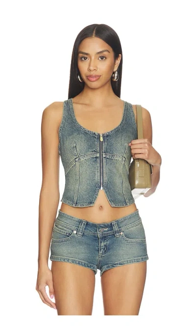 Abrand Addison Racer Vest Top In Blue