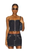 Abrand Cameron Denim Bustier In Black