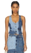 Abrand Denim Vest In 拼接