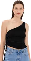 Abrand Diva One Shoulder Top Black In Black