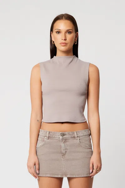 Abrand Heather Icon Mock Neck Mushroom