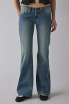 Abrand Jeans 00 Hillary Super Low Kick Flare Jean In Ava, Women's At Urban Outfitters In Blue