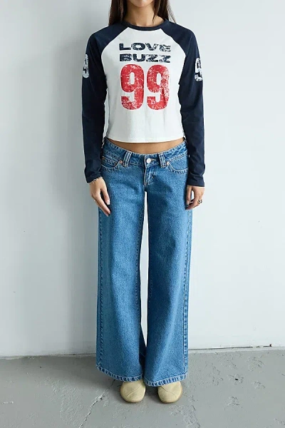 Abrand Jeans 00 Super Low & Wide Jean In Eva, Women's At Urban Outfitters In Blue