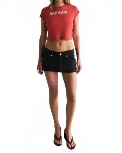 Abrand Jeans Babygirl Rib Cropped Tee In Red