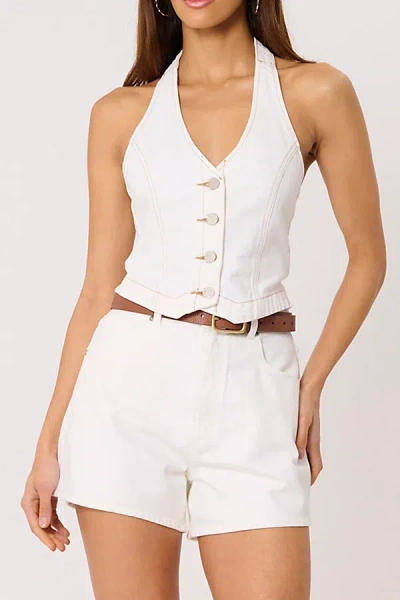Abrand Jeans C'est La Vie Porcelain Denim Vest Top Jacket In White, Women's At Urban Outfitters