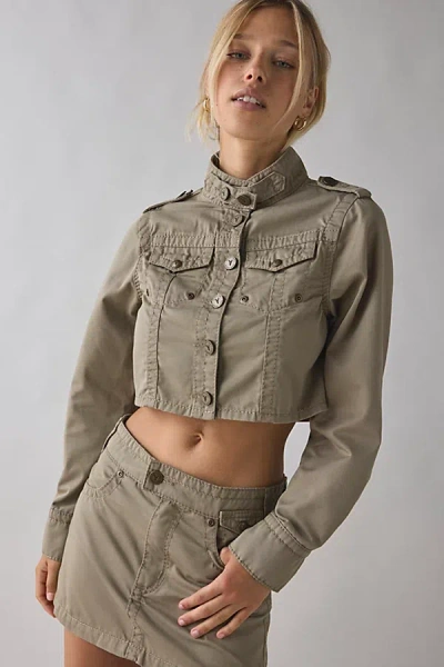 Abrand Jeans Gemma Cotton Twill Cropped Utility Jacket In Gemma, Women's At Urban Outfitters In Gray