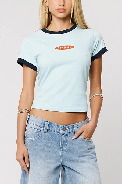 Abrand Jeans Off Duty Ringer Tee In Sky Blue, Women's At Urban Outfitters