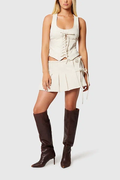 Abrand Jeans Pleated Wrap Skirt In Bone, Women's At Urban Outfitters