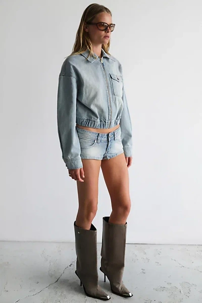 Abrand Jeans Push It Denim Bomber Jacket In Stella, Women's At Urban Outfitters In Blue