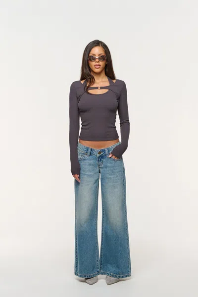 Abrand Jeans Us 00 Super Low & Wide Petite Cassidy Recycled In Blue