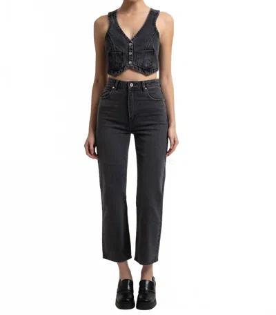 Abrand Jeans Venice Straight Bobbi Jeans In Washed Black