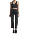 Abrand Jeans Venice Straight Bobbi Jeans In Washed Black In Black