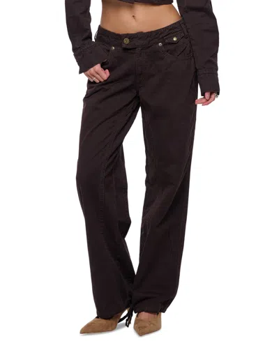 Abrand Juniors' 99 Harlow Baggy Wide-leg Jeans In Dark Brown