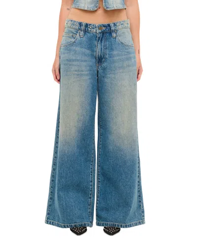 Abrand Juniors' 99 Super Baggy Wide-leg Jeans In Blue