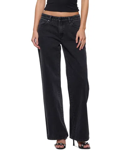 Abrand Juniors' Heidi High-rise Wide-leg Slubby-textured Jeans In Black
