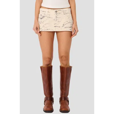 Abrand Valentina Recycled Cotton Blend Denim Miniskirt In Neutral