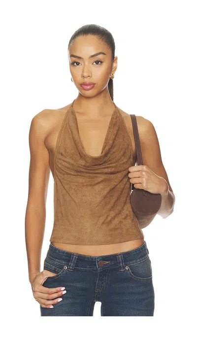 Abrand Wicked Game Halter Top In Tan