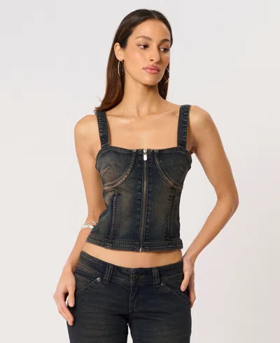 Abrand Women's Bowie Denim Bustier Top In Blue